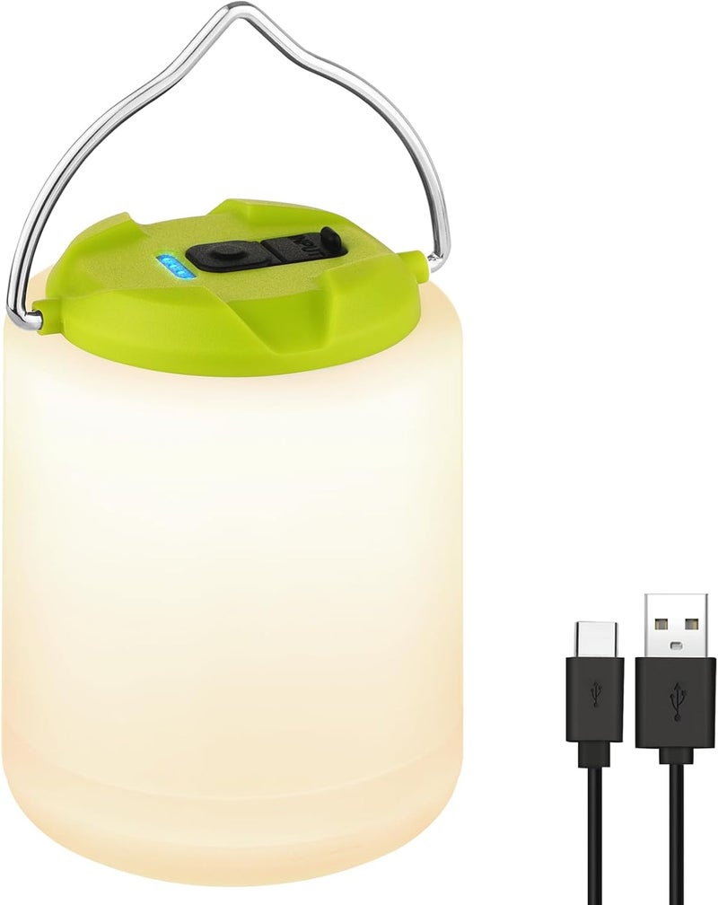 BOBKID فانوس تخييم LED، ضوء تخييم قابل لإعادة الشحن، 4 أوضاع للفوانيس الخارجية مع 1000 لومن، ضوء طوارئ محمول مقاوم للماء للتخييم في حالات الطقس العاصف - أخضر - Image 1
